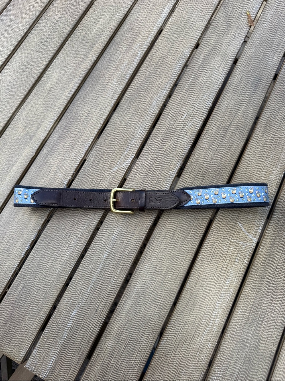 Vineyard Vines Coconut Cocktail Ribbon Belt Blue Size 34